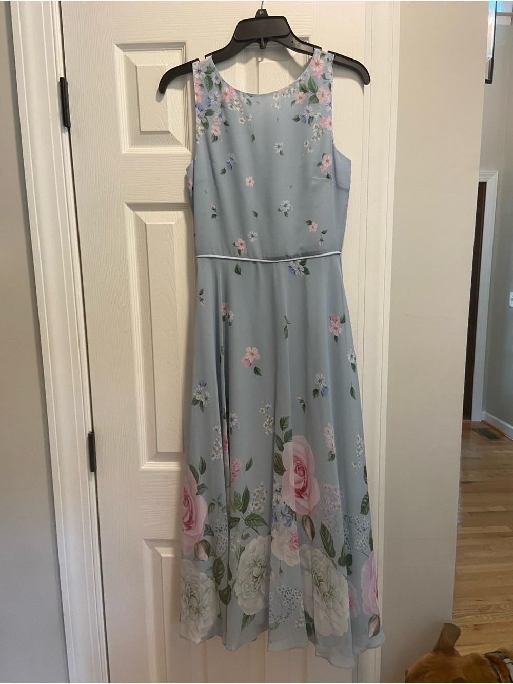 Light Blue Floral Chiffon Formal Dress by